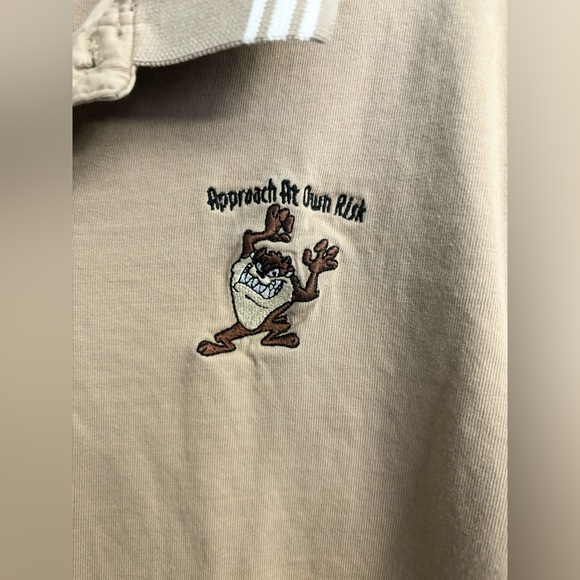 Vintage Warner Bros. Taz Polo “Approach at Own Risk”Size Large. Condition Issues - Picture 2 of 9